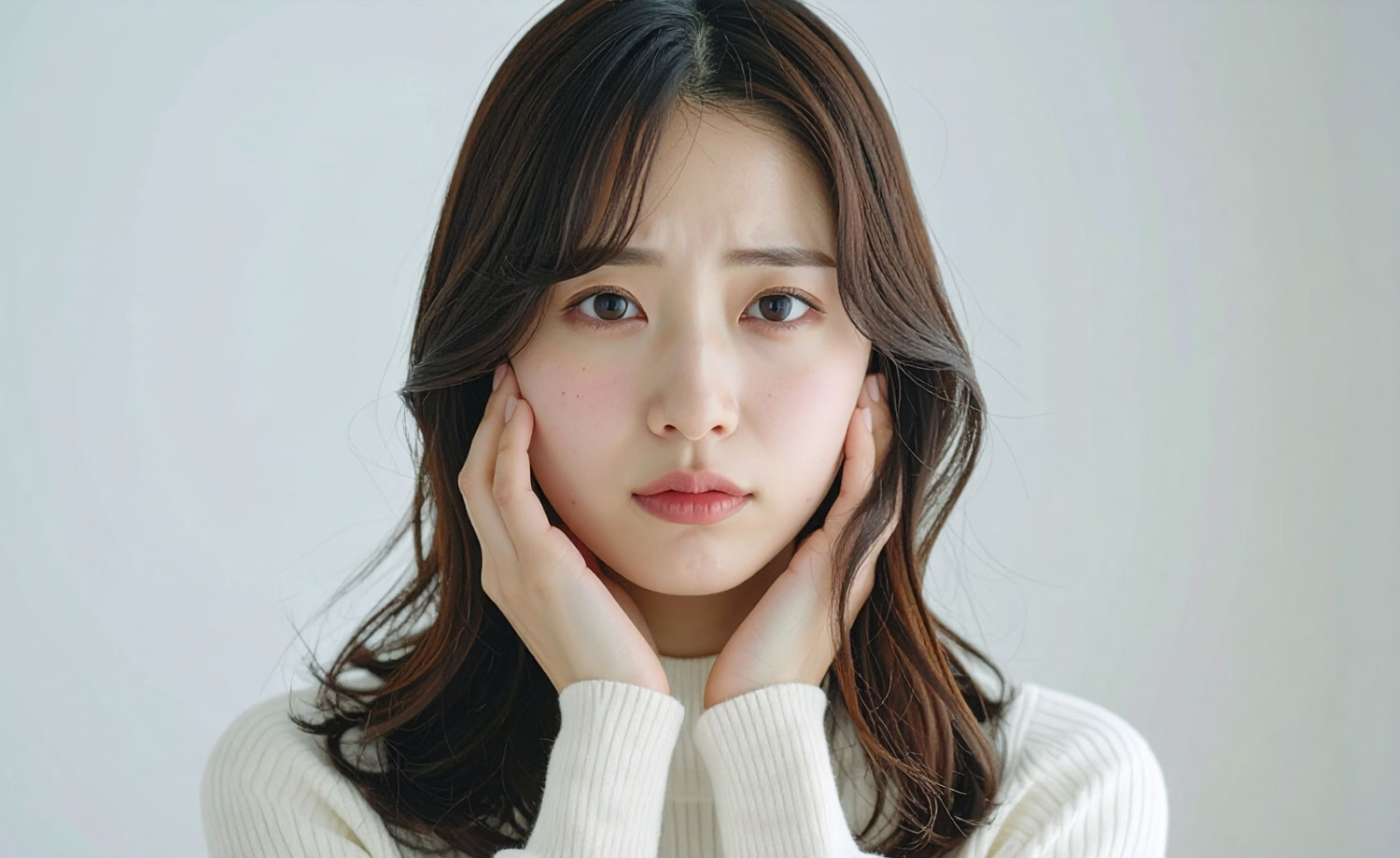 悩める女性の写真